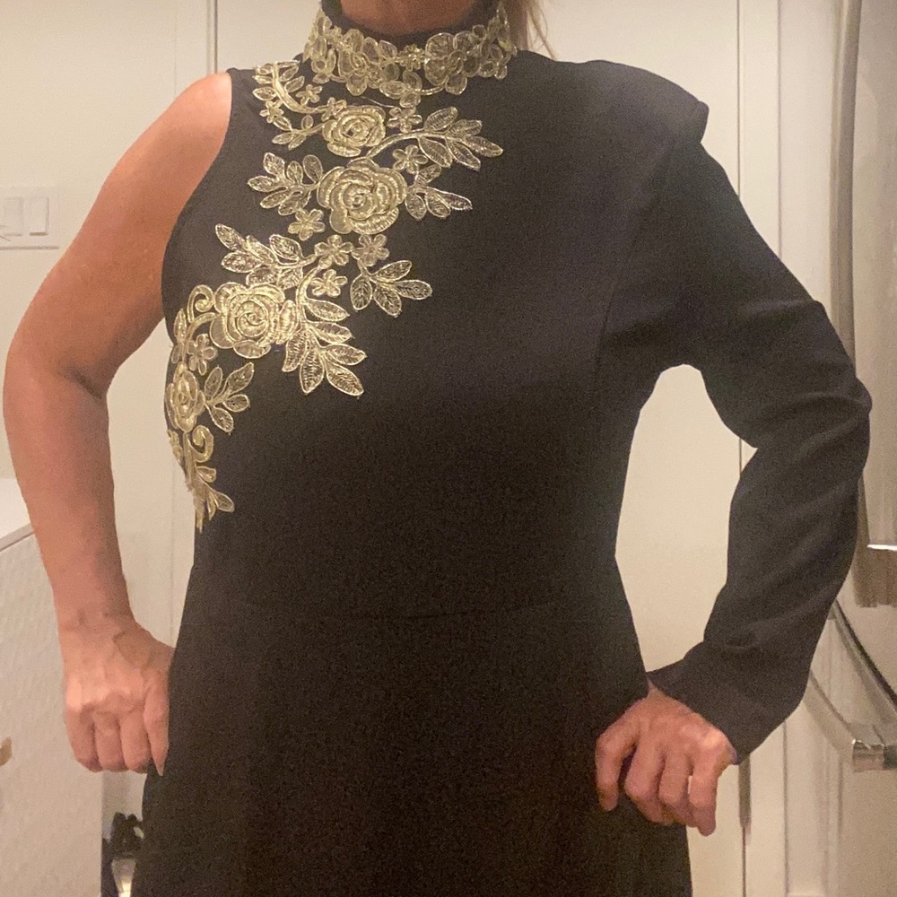 Elegant Black and Gold Embroidered Dress